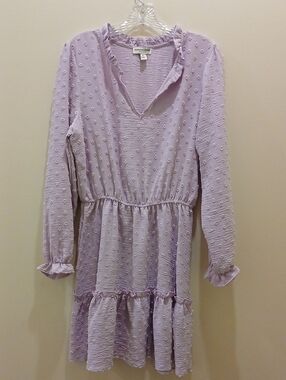 Sabrina Lauren Baby Doll Dotted Lilac Dress with Ruffles